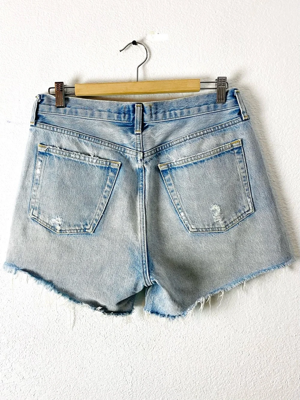 Agolde Parker Long Jean Shorts Size 28 Y2K Distressed Denim Organic Cotton